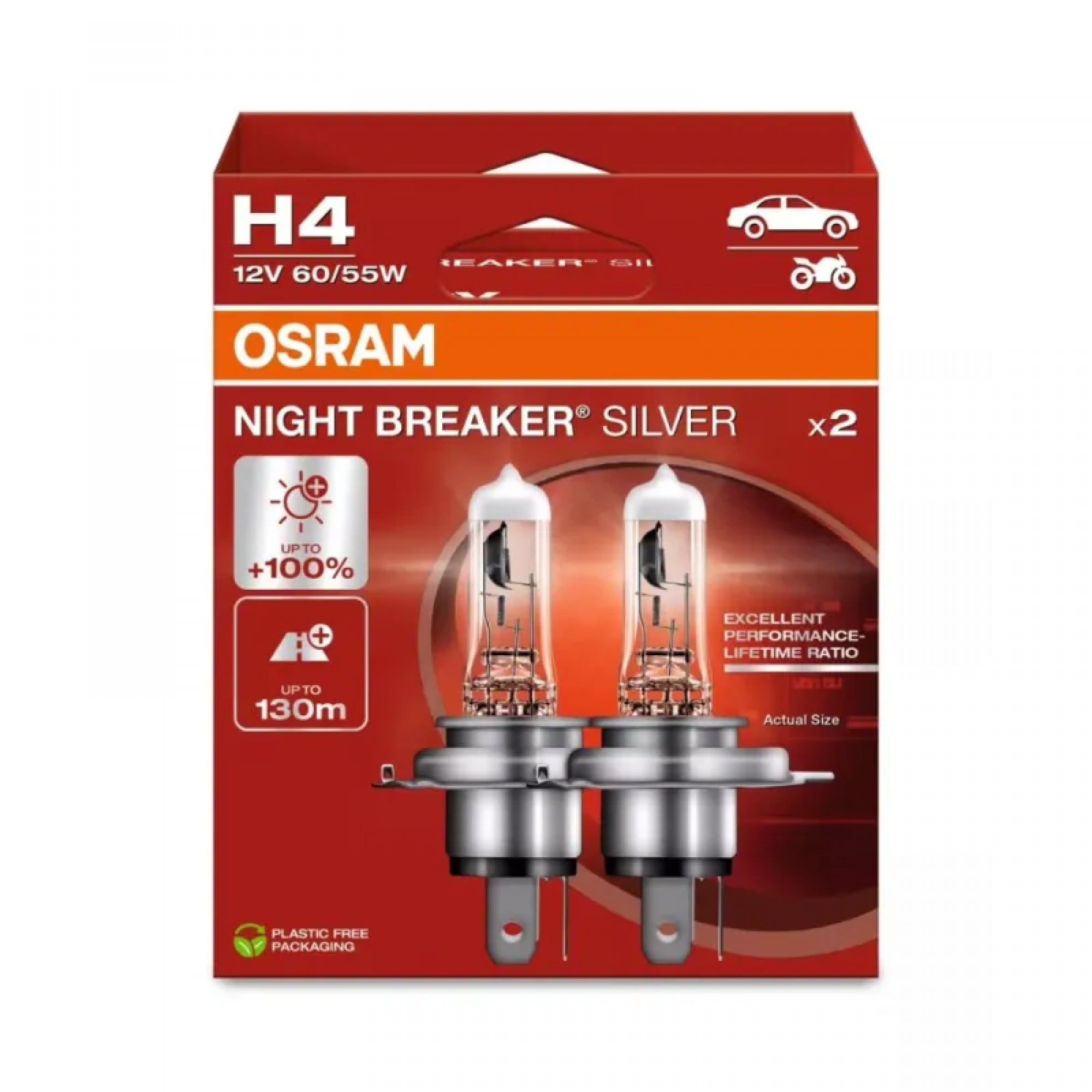 OSRAM Night Breaker Silver H4 12 V 60/55 W, 2 pcs.
