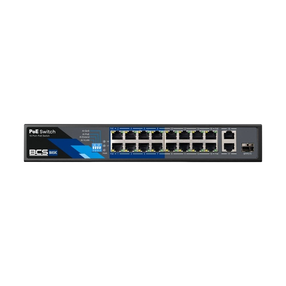 BCS BCS-B-SP1602G-1SFP Commutateur PoE 16 ports avec technologie exPoE 150W