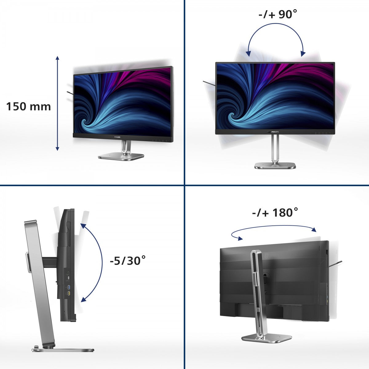 PHILIPS 27B2U4601/00 27p IPS QHD 120Hz 350cd/m2 4ms HDMI 2.0 DP USB-C 3.2 HUB USB pivot Speakers