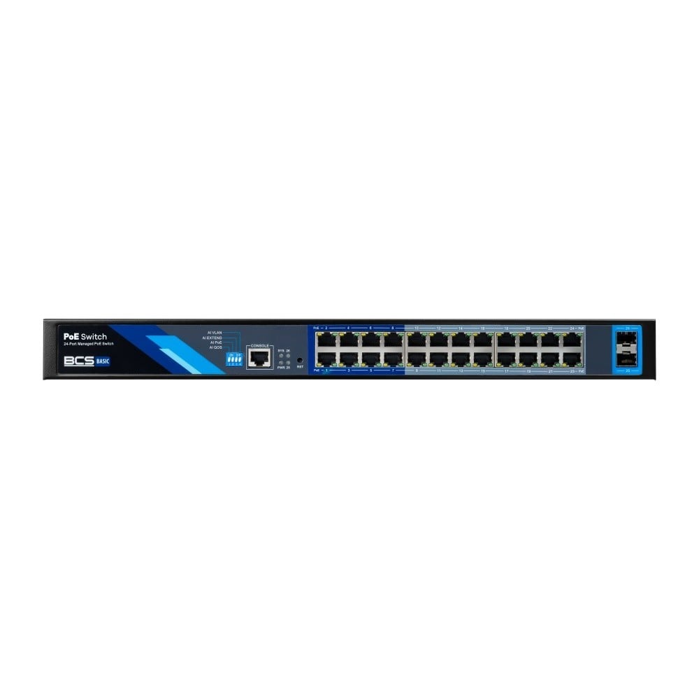BCS BCS-B-SP24G-2SFP-M Commutateur PoE géré 24 ports 1Gbps avec technologie exPoE