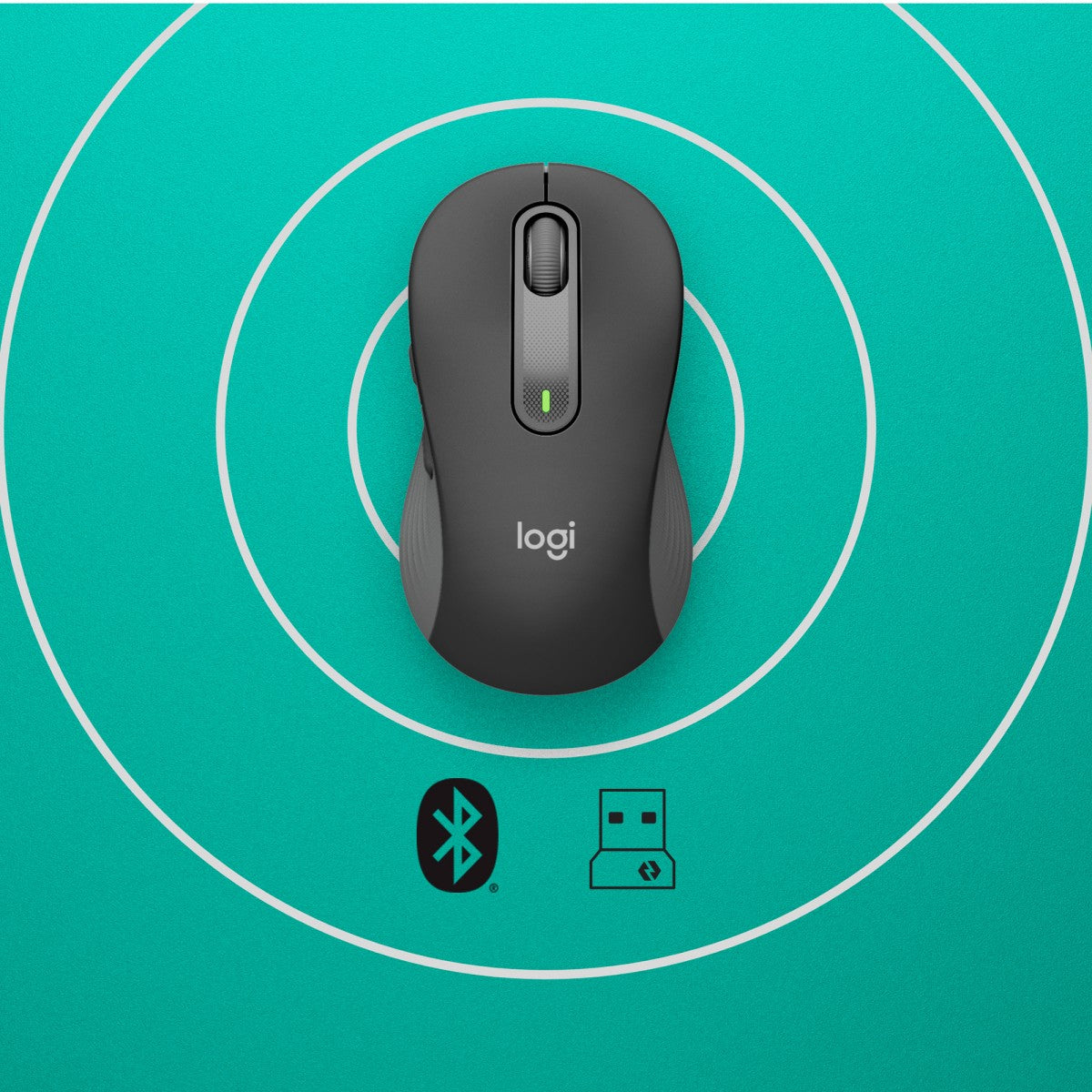 LOGITECH Signature M650 L Mouse large size optical 5 buttons wireless Bluetooth 2.4 GHz Bolt USB receiver graphite