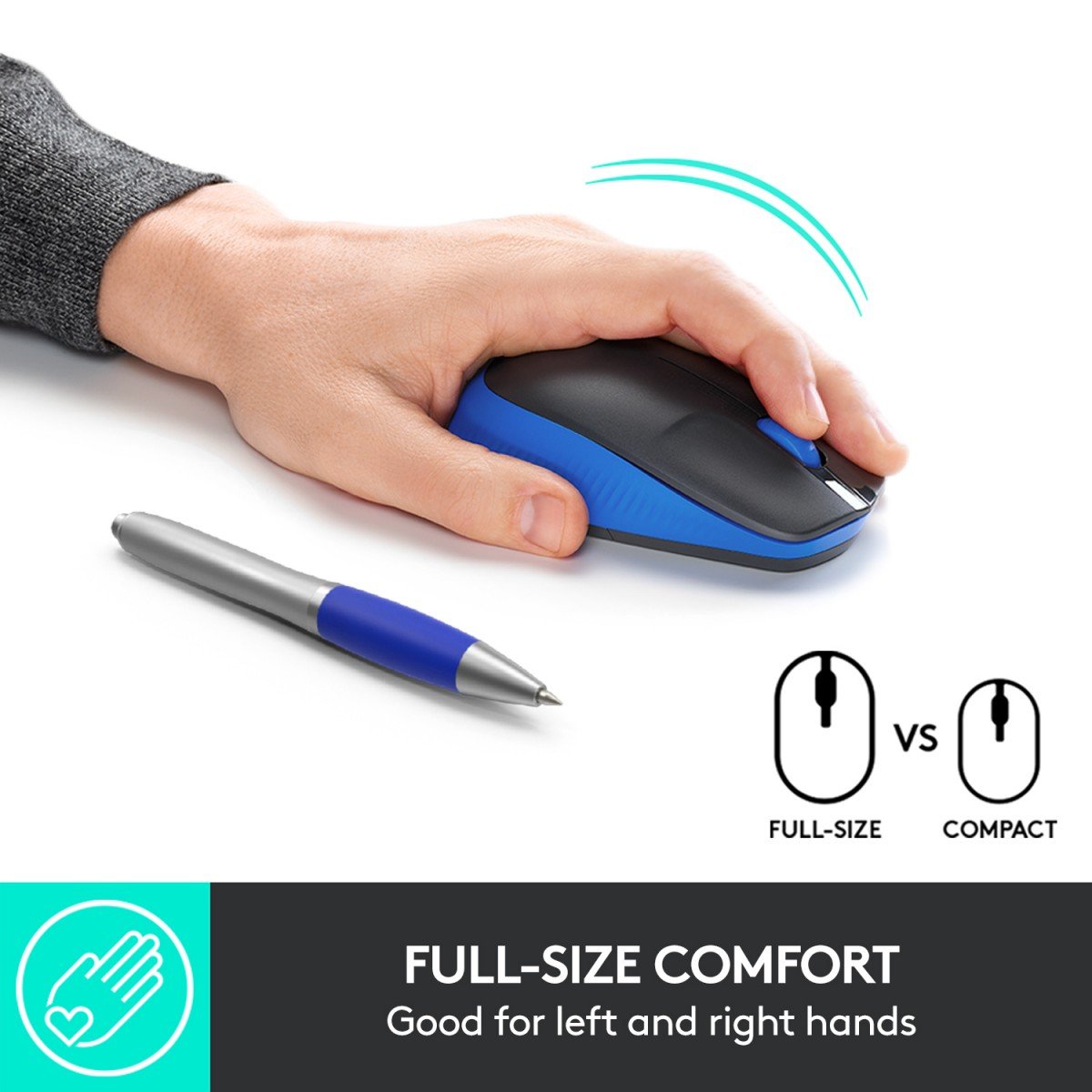 LOGITECH M190 Mouse optical 3 buttons wireless USB wireless receiver blue