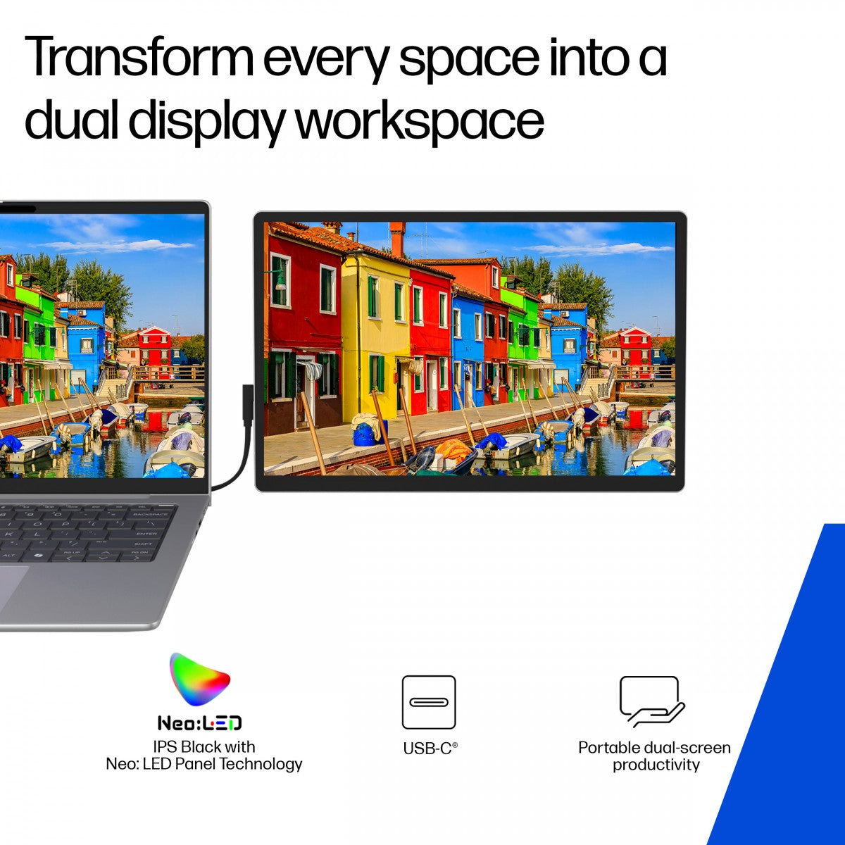 HP Series 5 Pro 14p WQXGA 2560 x 1600 Portable Monitor/Flat IPS with Edge-lit/2 USB Type-C up to 65W USB Power Delivery 3/3/0