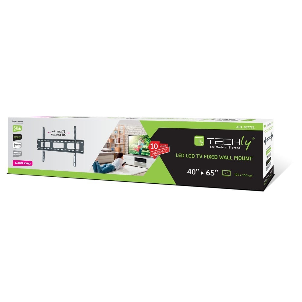 "Techly ICA-PLB 132L2 Support mural pour TV 40-65"" LED/LCD 50kg slim 22mm"