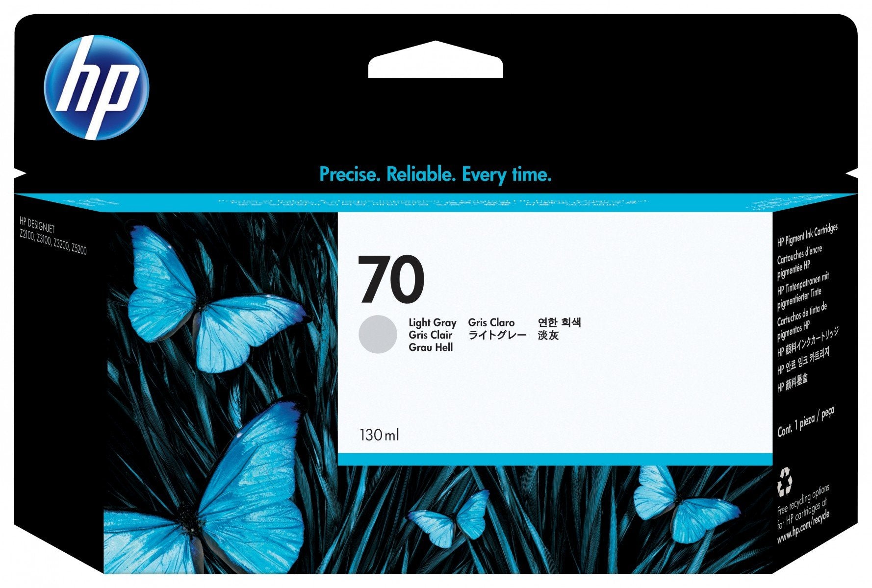 HP 70 original Ink cartridge C9451A light grey standard capacity 130ml 1-pack with Vivera Ink cartridge