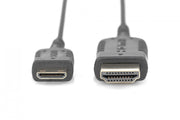 Câble de connexion HighFlex HDMI 1.4 Haute Vitesse 4K30Hz UHD Mini HDMI C/HDMI A M/M, noir, 2 m