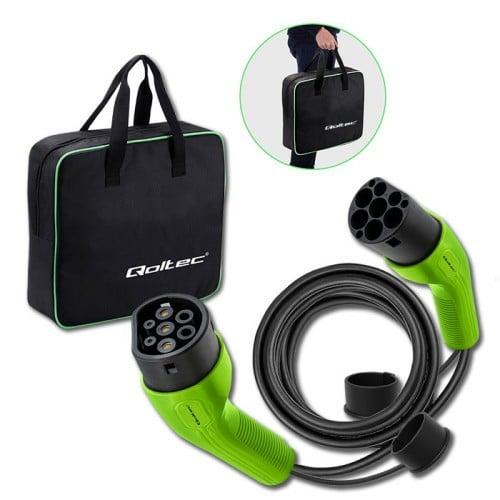 Qoltec 52473 Câble EV Type 2 pour la recharge de voiture | 400V | 11KW | 16A | 5M