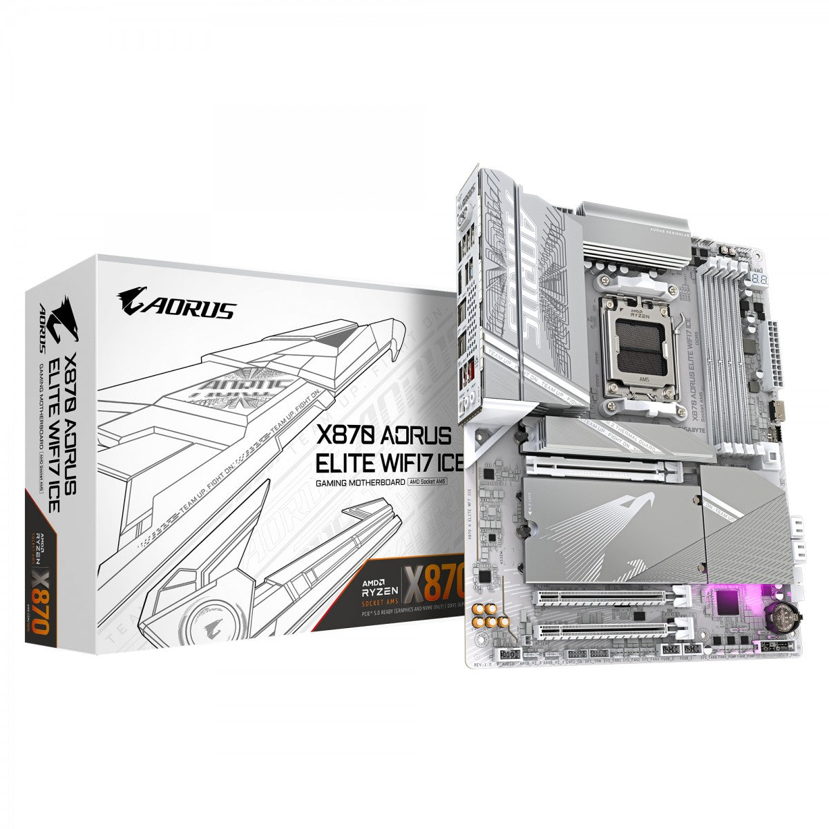 GIGABYTE X870 AORUS ELITE WIFI7 ICE AMD X870 Emplacement AM5 ATX