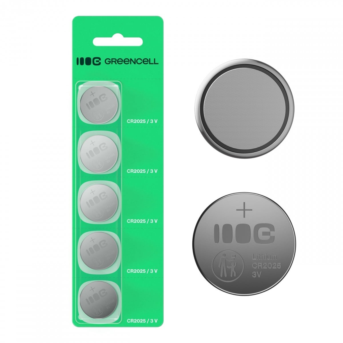 Green Cell X5CR2025 5x Pile bouton lithium CR2025 CR 2025 3V 160mAh