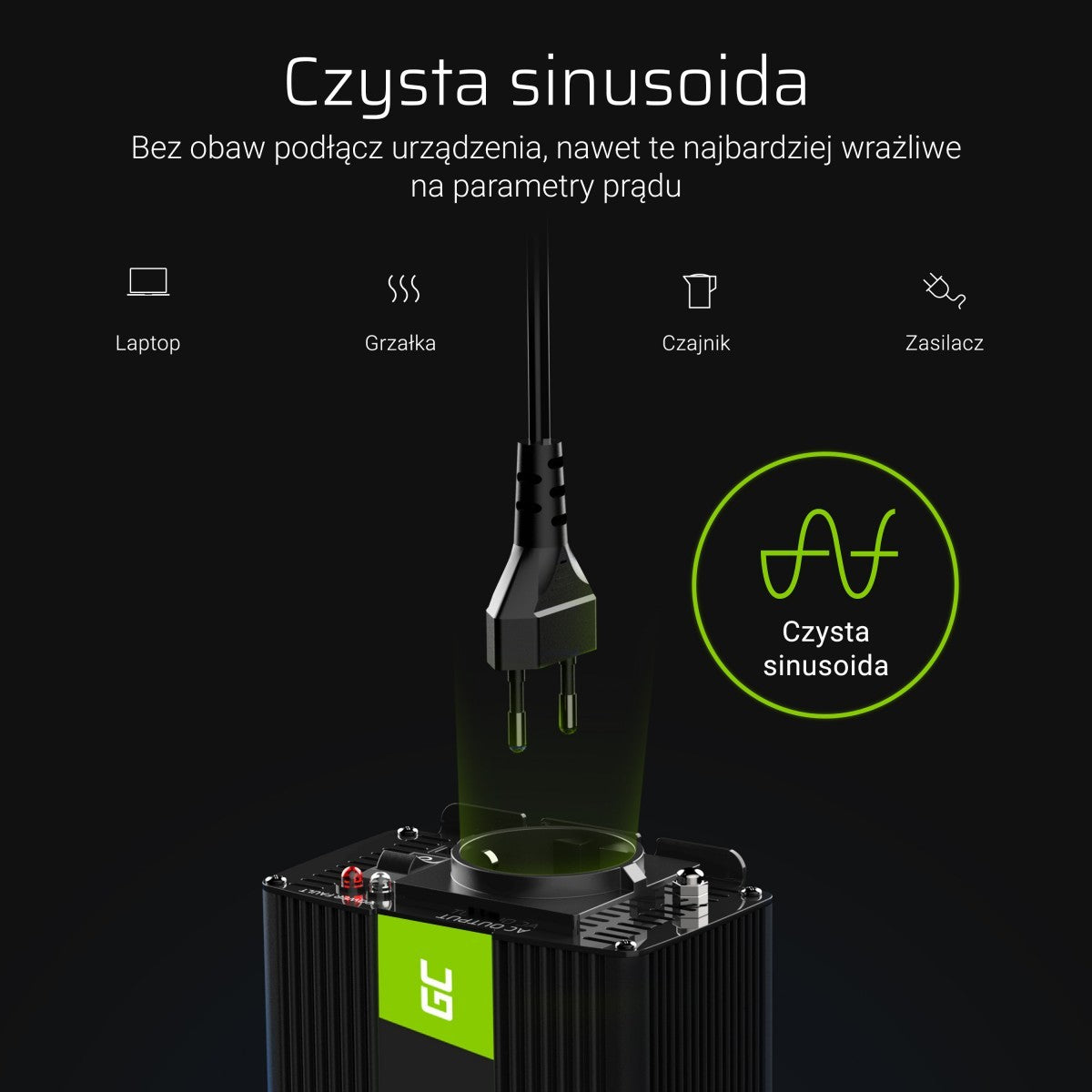 Green Cell INV05DE adaptateur de puissance & onduleur Auto 300 W Noir