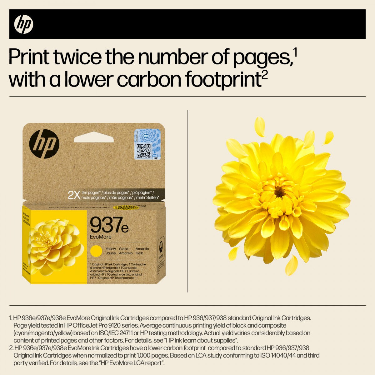 HP 937e EvoMore Yellow Original Ink Cartridge cartouche d'encre 1 piece(s) Rendement élevé (XL)