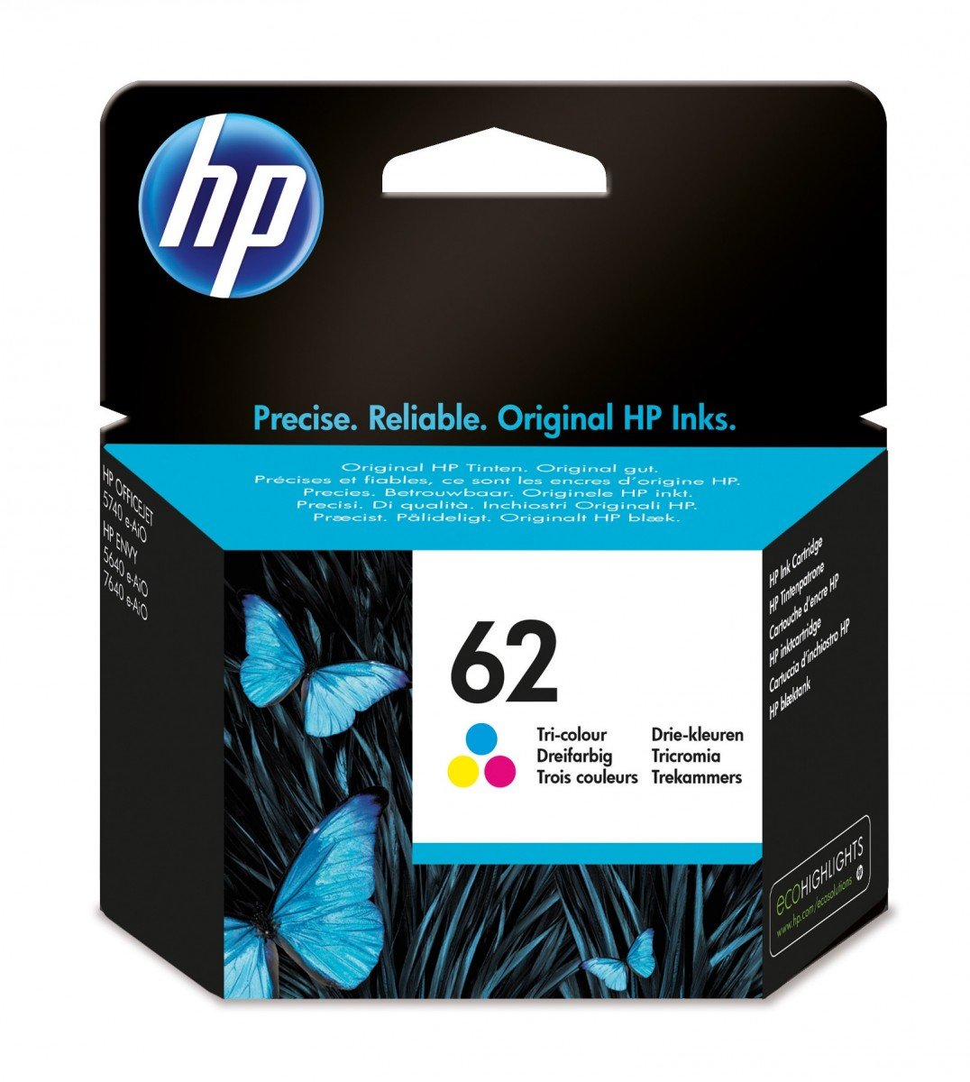 HP 62 Tri-color Original Ink Cartridge cartouche d'encre 1 piece(s) Cyan, Magenta, Jaune
