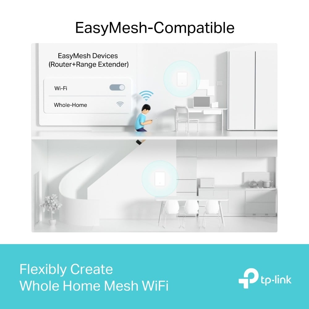 TP-LINK AX3000 Wi-Fi 6 Air Range Extender 574Mbps at 2.4GHz + 2402Mbps at 5GHz 4x Internal Antennas 8mm Ultra-thin Shell