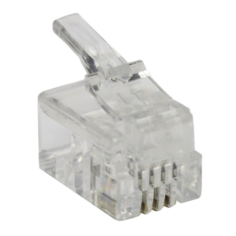 RJ9 Modular plug (4P4C), unshielded, stranded cable, 100 pieces