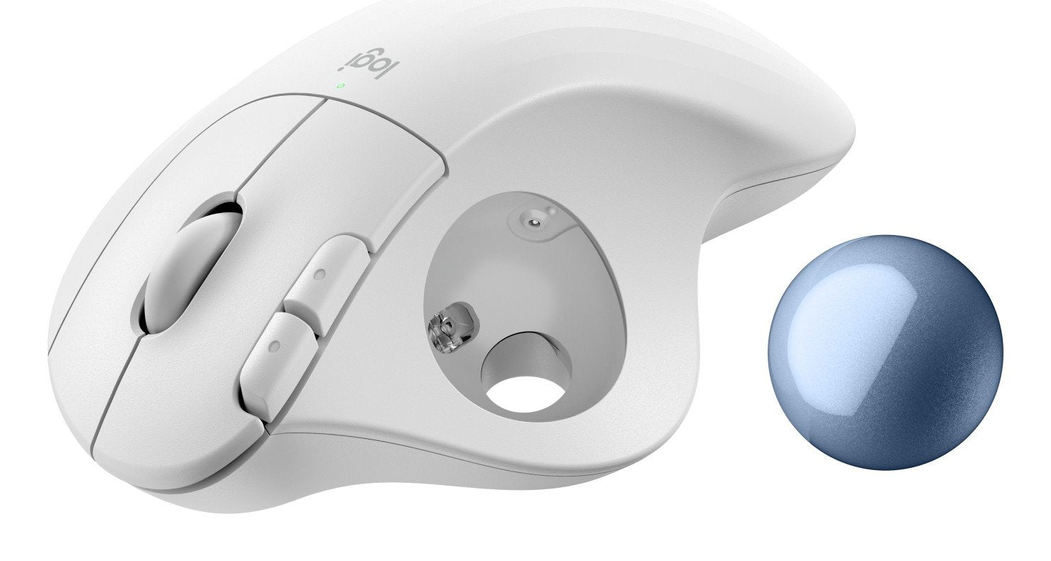 LOGITECH ERGO M575S Wireless Trackball - Off White + Blue Ball