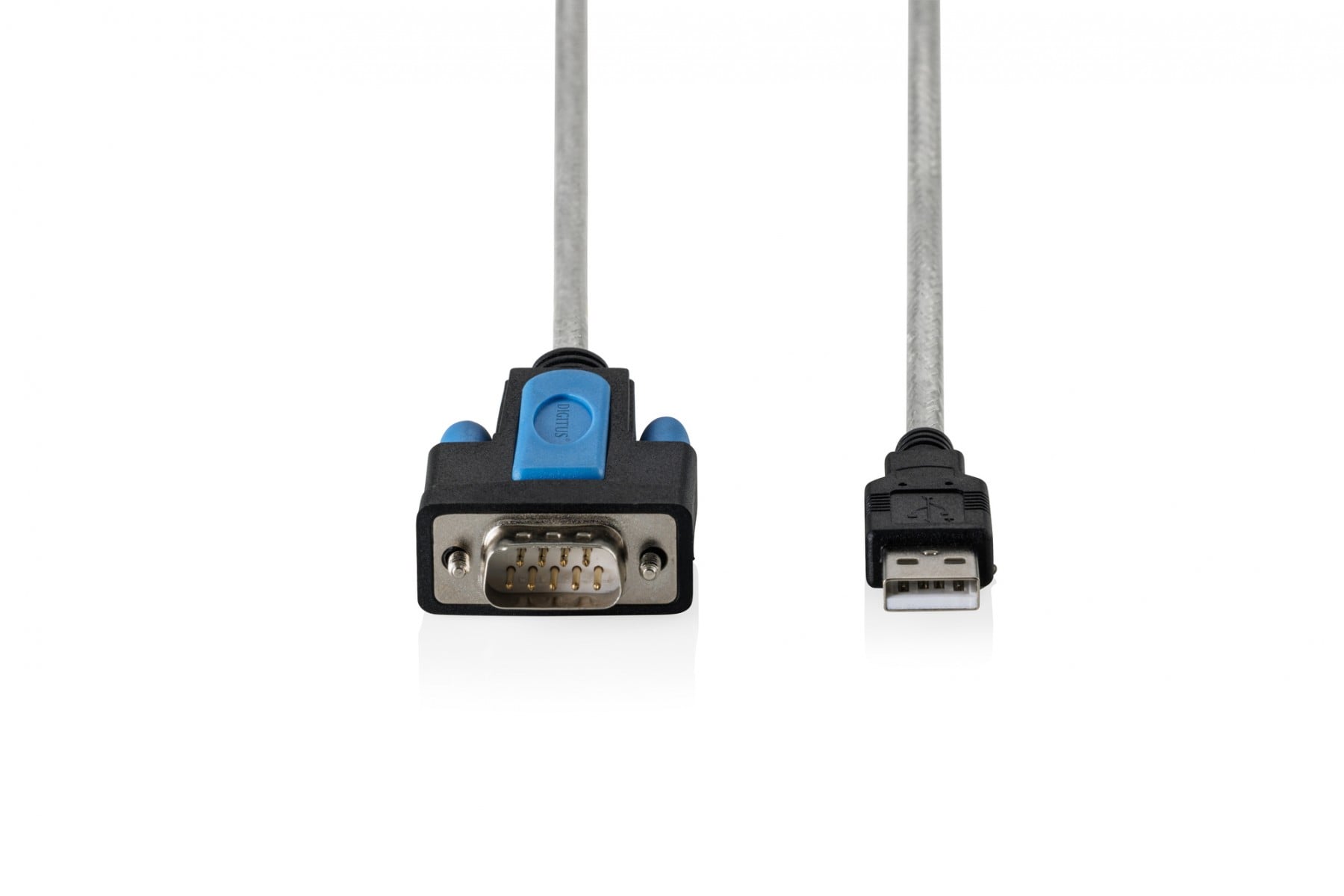 Digitus DA-70170 Câble adaptateur USB-A 2.0 mâle vers RS232 (DB9) mâle | Chipset FTDI (FT232RNL) | PVC, transparent | Fixation par vis | 1.8m