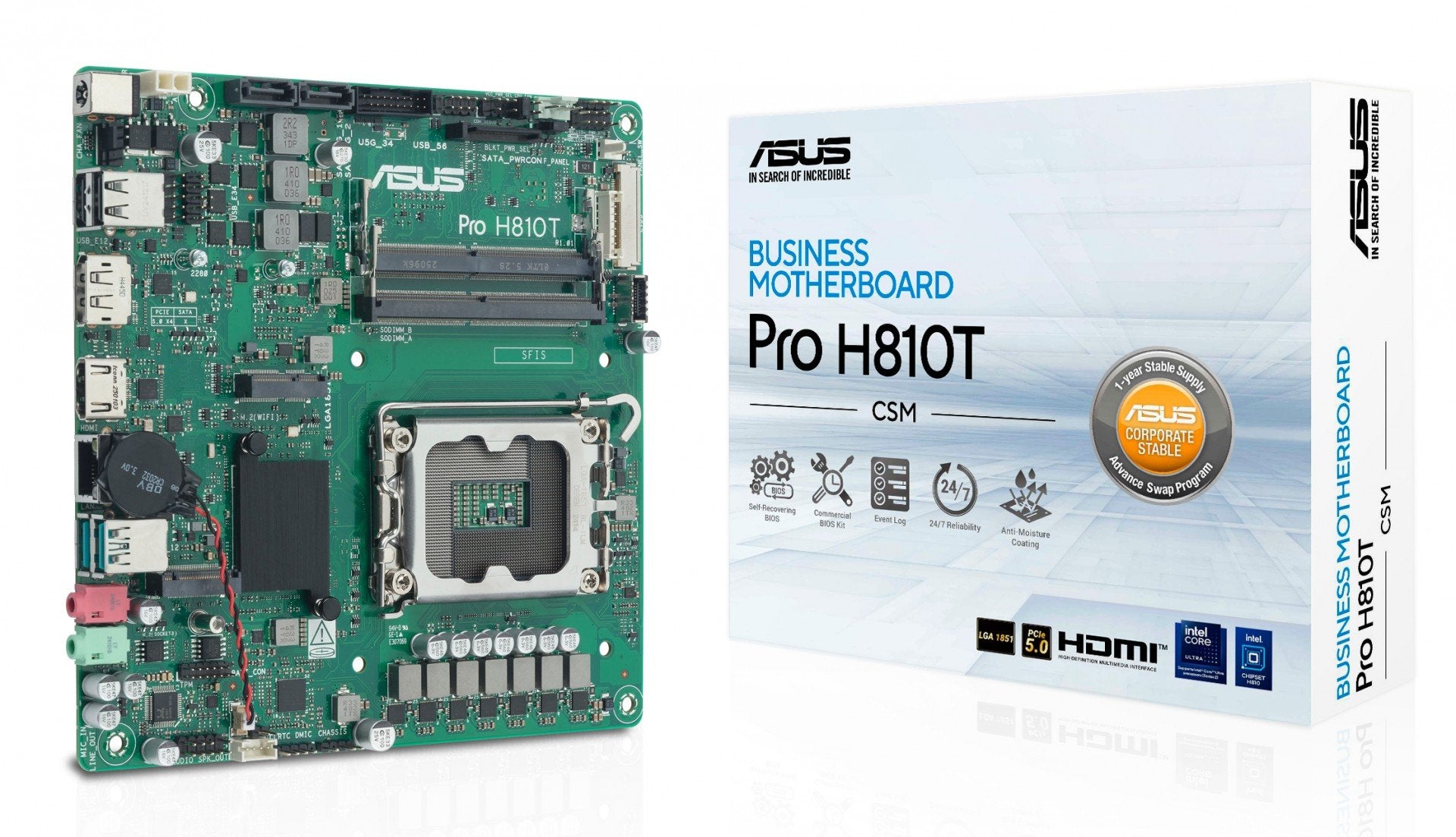 ASUS H810 LGA 1851 mini-ITX Thin motherboard 1xHDMI 1xDP