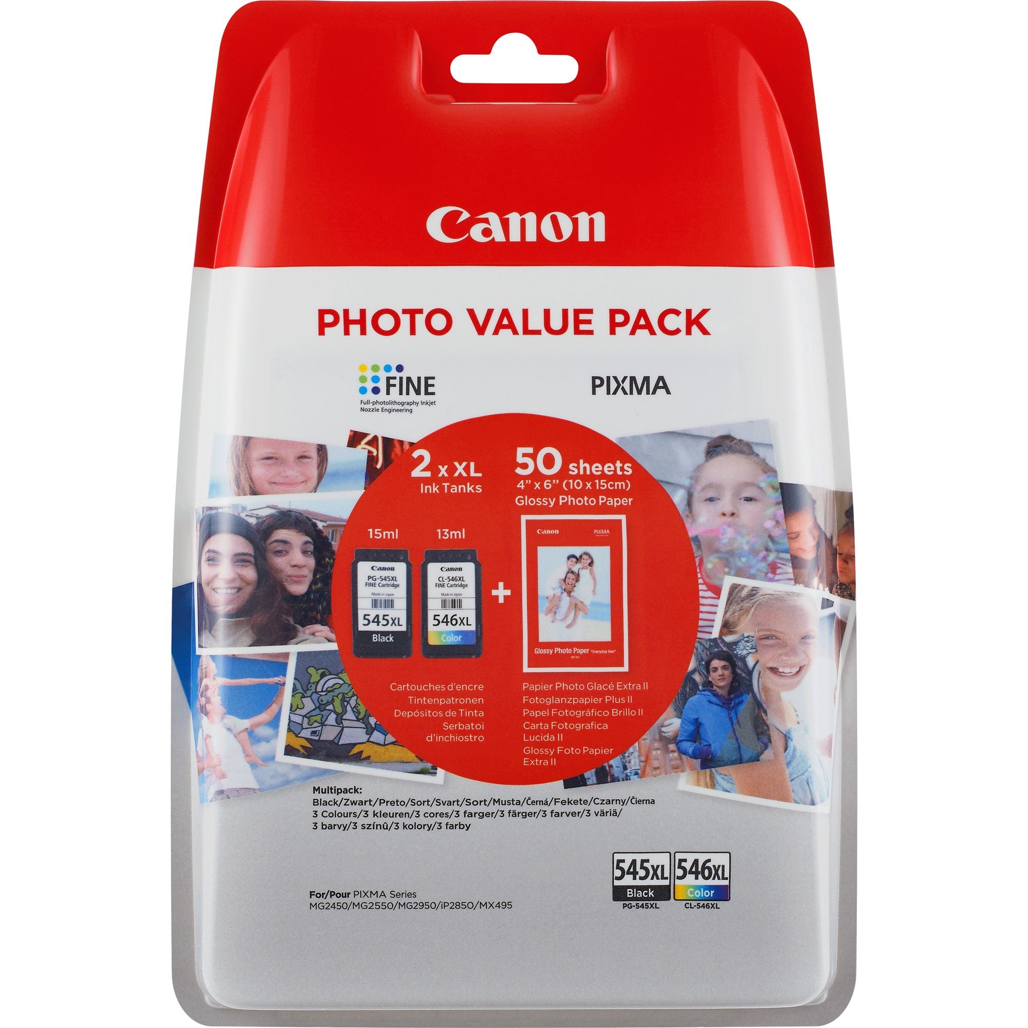 Canon PG-545XL/CL546XL cartouche d'encre 2 piece(s) Original Rendement élevé (XL) Noir, Cyan, Jaune, Magenta