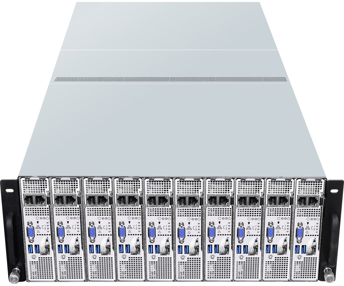 ASRock 4U18N-AM5/2T, RACK 4U, 18-node system, UP, AMD Ryzen 8000, 2x10GbE, Red. PSU, IPMI