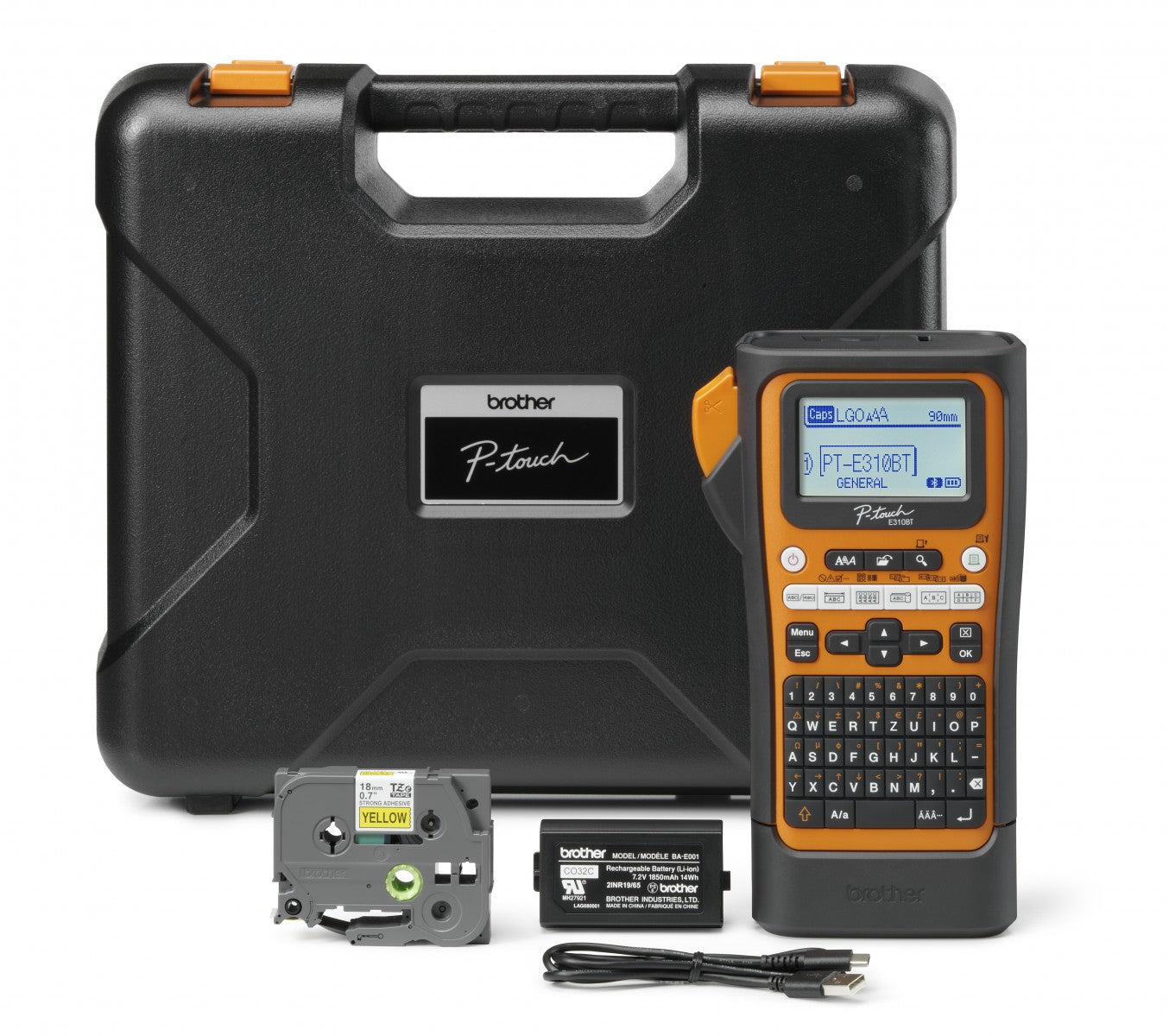 Brother PT-E310BTVP imprimante pour étiquettes Transfert thermique 180 x 180 DPI 20 mm/sec Avec fil &sans fil HSE/TZe Bluetooth QWERTZ