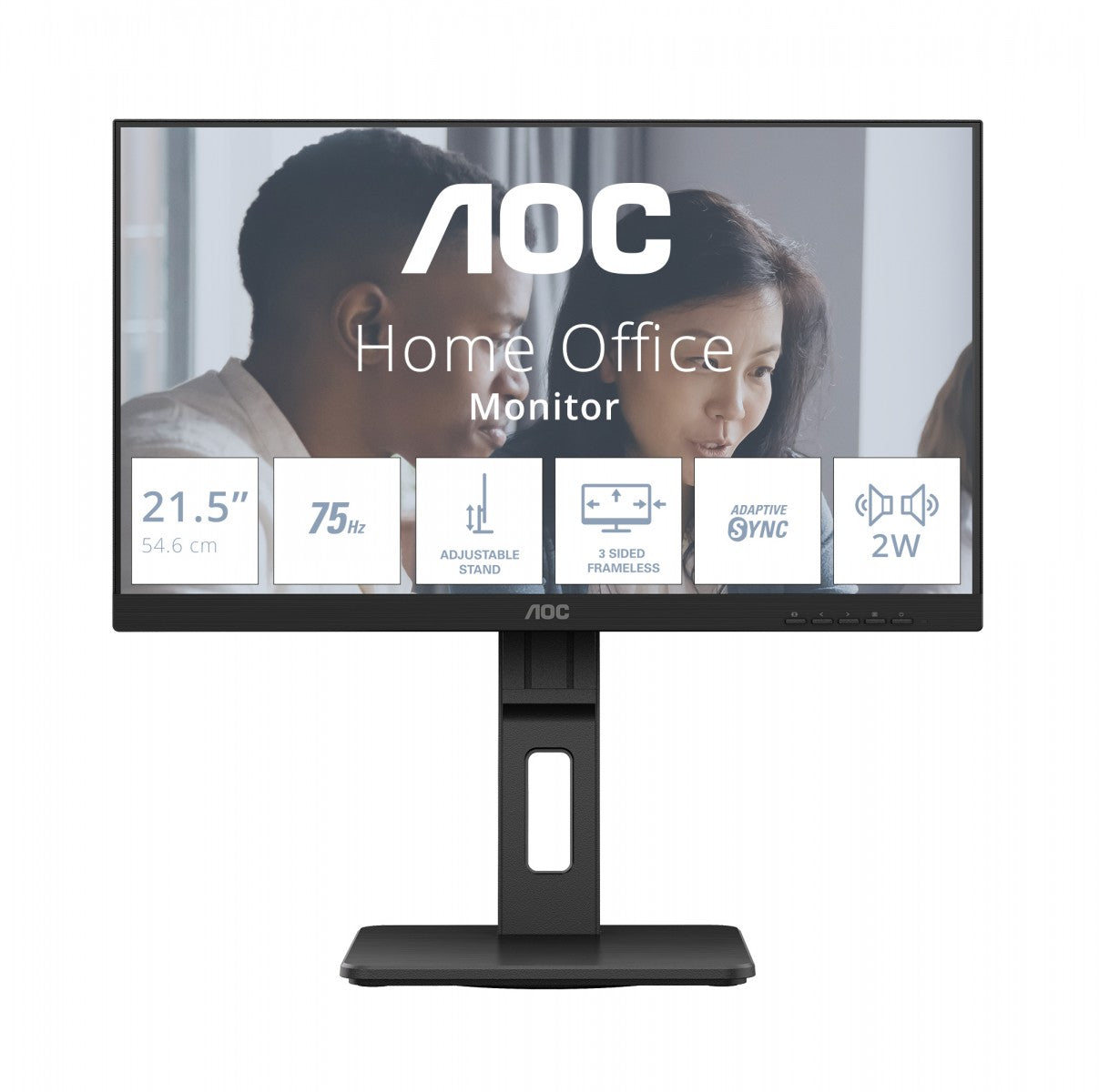 AOC 22E2UMF 22" 1920 x 1080 Full HD (1080p) @ 75 Hz - VA - 3000:1 - HDMI, VG DisplayPort - haut-parleurs - noir - ajustable