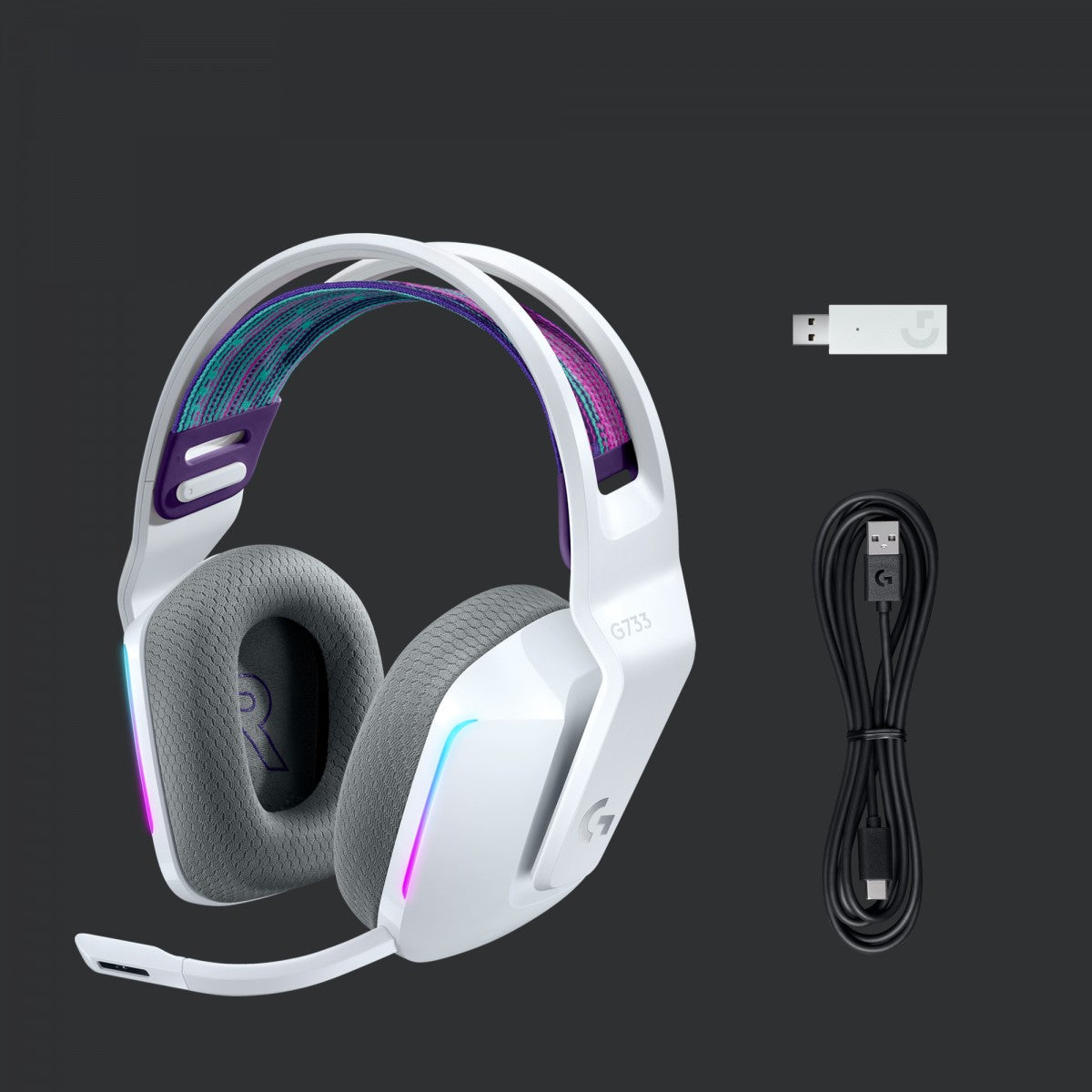 LOGITECH G G733 LIGHTSPEED Wireless RGB Gaming Headset Headset full size 2.4 GHz wireless white