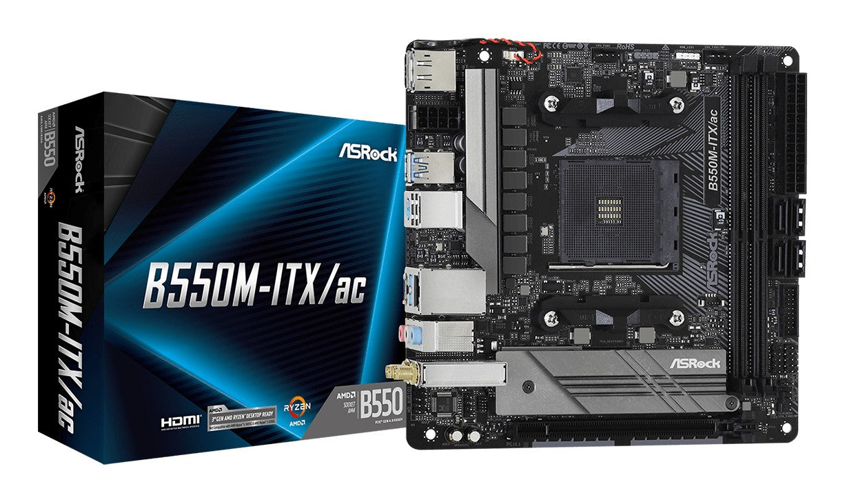 ASRock 90-MXBDH0-A0UAYZ Carte mere B550M ITX avec support AMD Ryzen et Wi-Fi 5