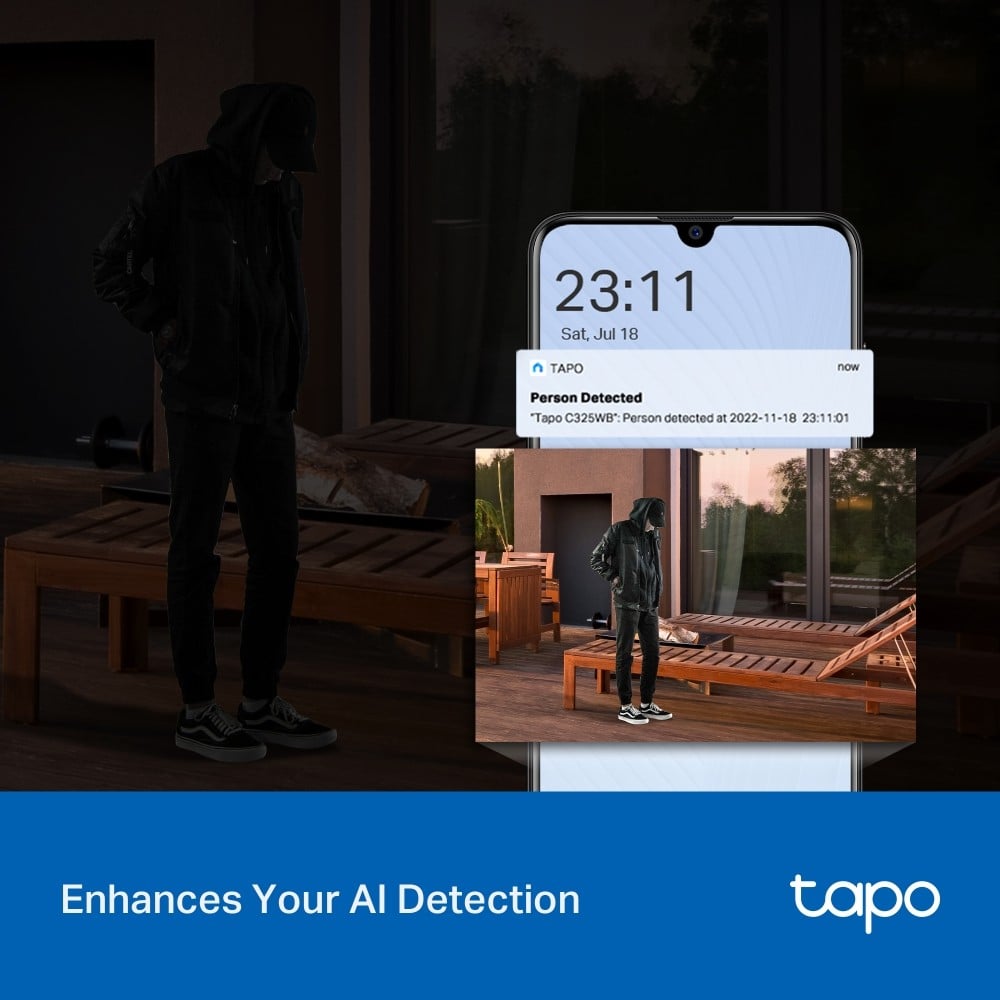 TP-LINK Outdoor Security Wi-Fi Camera 2K QHD 2688x1520 F1.0 2.4GHz 2T2R 2x External Antennas 1x Ethernet Port