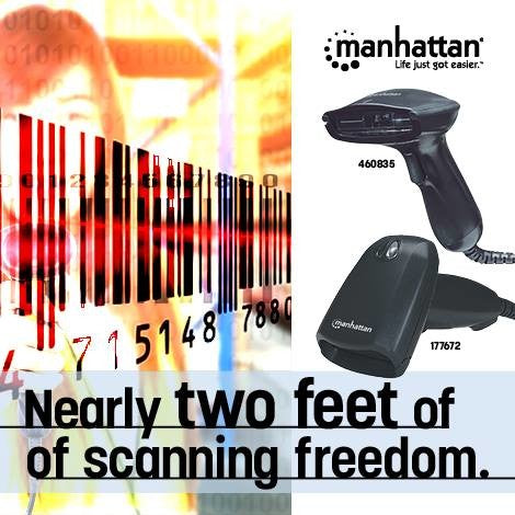 Manhattan 177672 Scanner de codes-barres USB CCD longue portée
