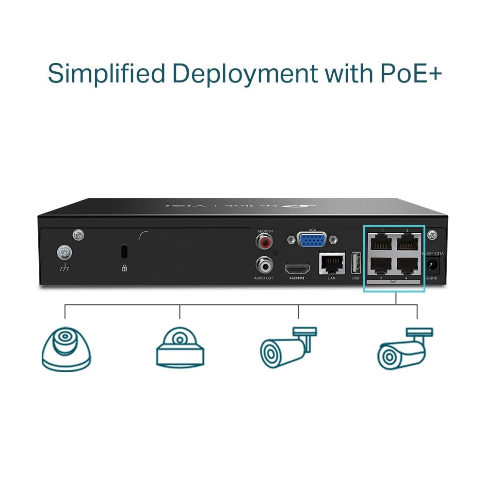 TP-LINK VIGI NVR1004H-4P 4 Channel PoE Network Video Recorder