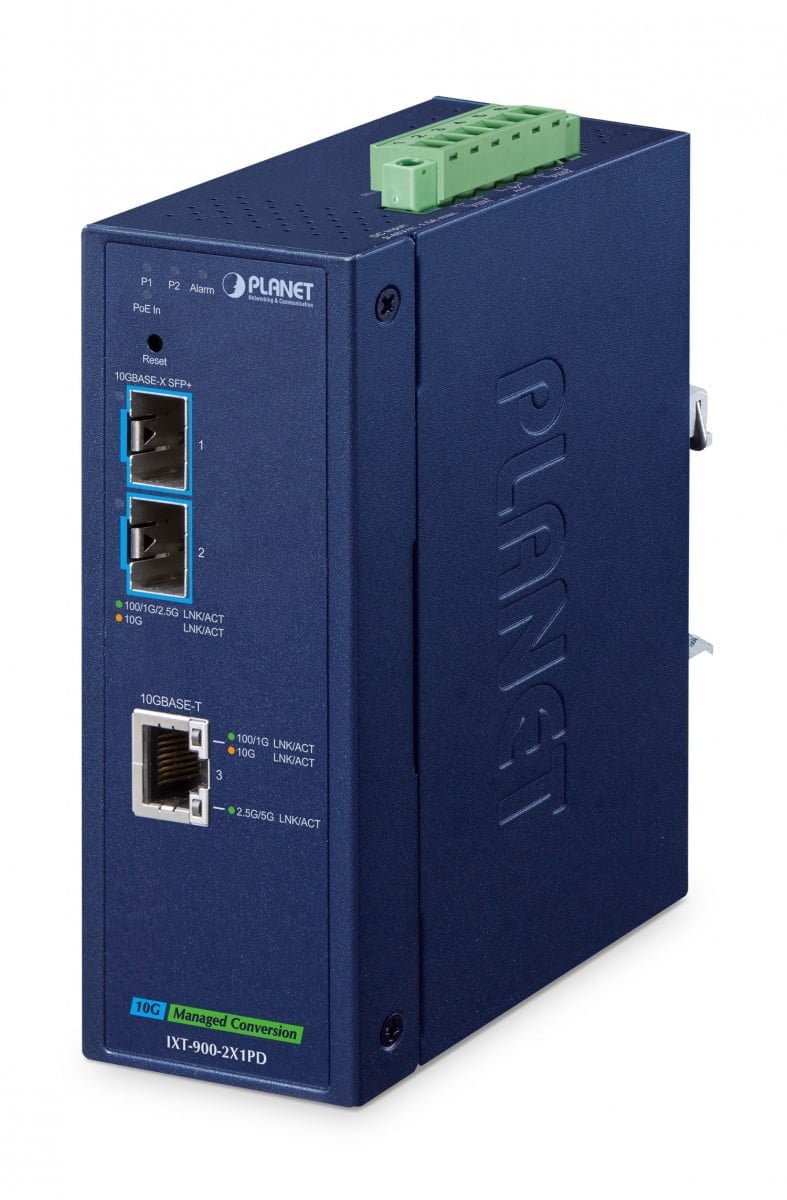 Planet IXT-900-2X1PD Commutateur optique industriel 2 ports IP40 10000 Mbit/s