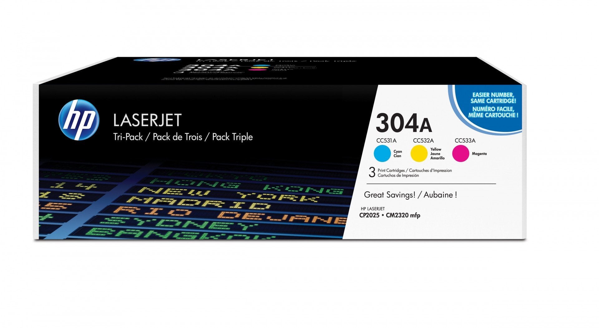 HP 304A original Toner cartridge CF372AM cyan magenta yellow standard capacity 3 x 2.800 pages 3-pack