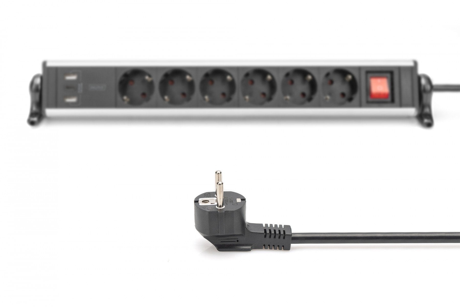 Digitus DA-70624 multiprise 1,5 m 6 sortie(s) CA Intérieure Noir, Argent