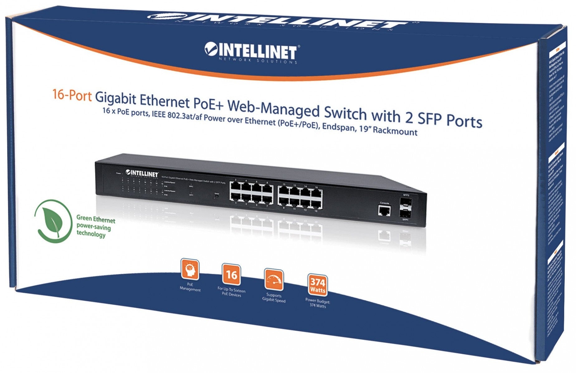 Intellinet 561198 commutateur réseau Géré L2+ Gigabit Ethernet (10/100/1000) Connexion Ethernet, supportant l'alimentation via ce port (PoE) 1U Noir