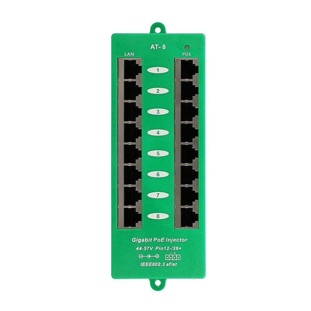 Extralink 8 Ports | Injecteur PoE Gigabit | Actif, 8 ports Gigabit 802.3at/af, Mode A