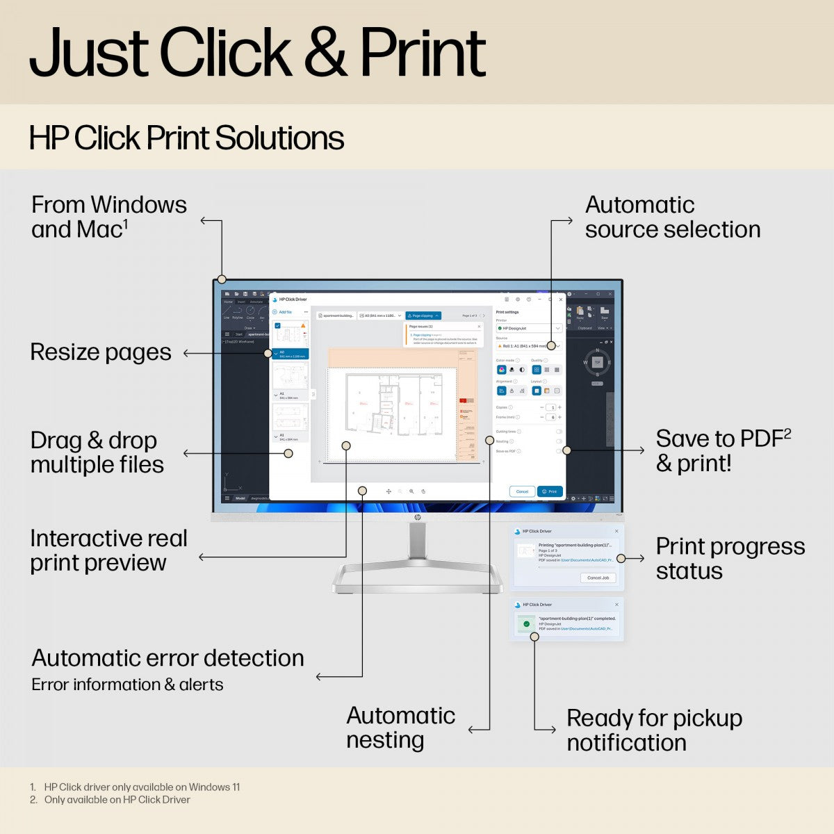HP DesignJet T250 24p LFP 2025 Colour Ink-Jet A1 ANSI D 2400x1200dpi 0.5 min/page USB LAN Wi-Fi
