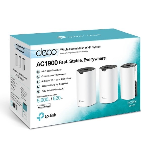 TP-Link Deco S7 (3-pack) Bi-bande (2,4 GHz / 5 GHz) Wi-Fi 5 (802.11ac) Blanc, Noir Interne