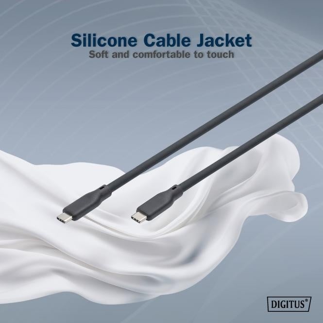 Câble de connexion en silicone USB-C vers USB-C, USB 4 Gen2 20G 8K60Hz 240W, 2 m, noir