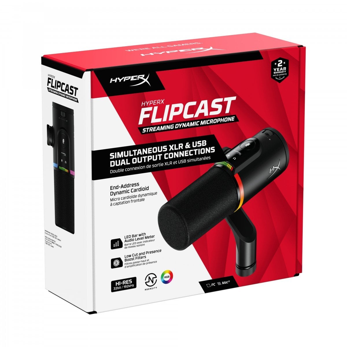 HyperX FlipCast - Microphone dynamique USB/XLR (Noir)