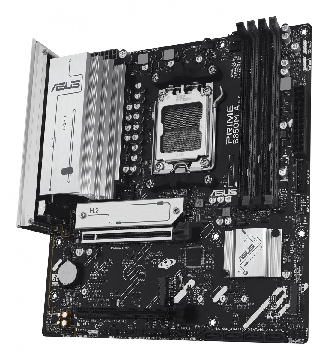 ASUS AMD B850 DDR5 mATX motherboard 1xHDMI 1xDP 3xM.2 4xSATA