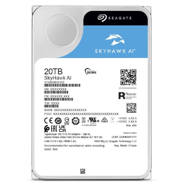 SEAGATE Surveillance Video Optimized AI Skyhawk 16To HDD SATA 6Gb/s 512Mo cache 3.5p CMR Helium
