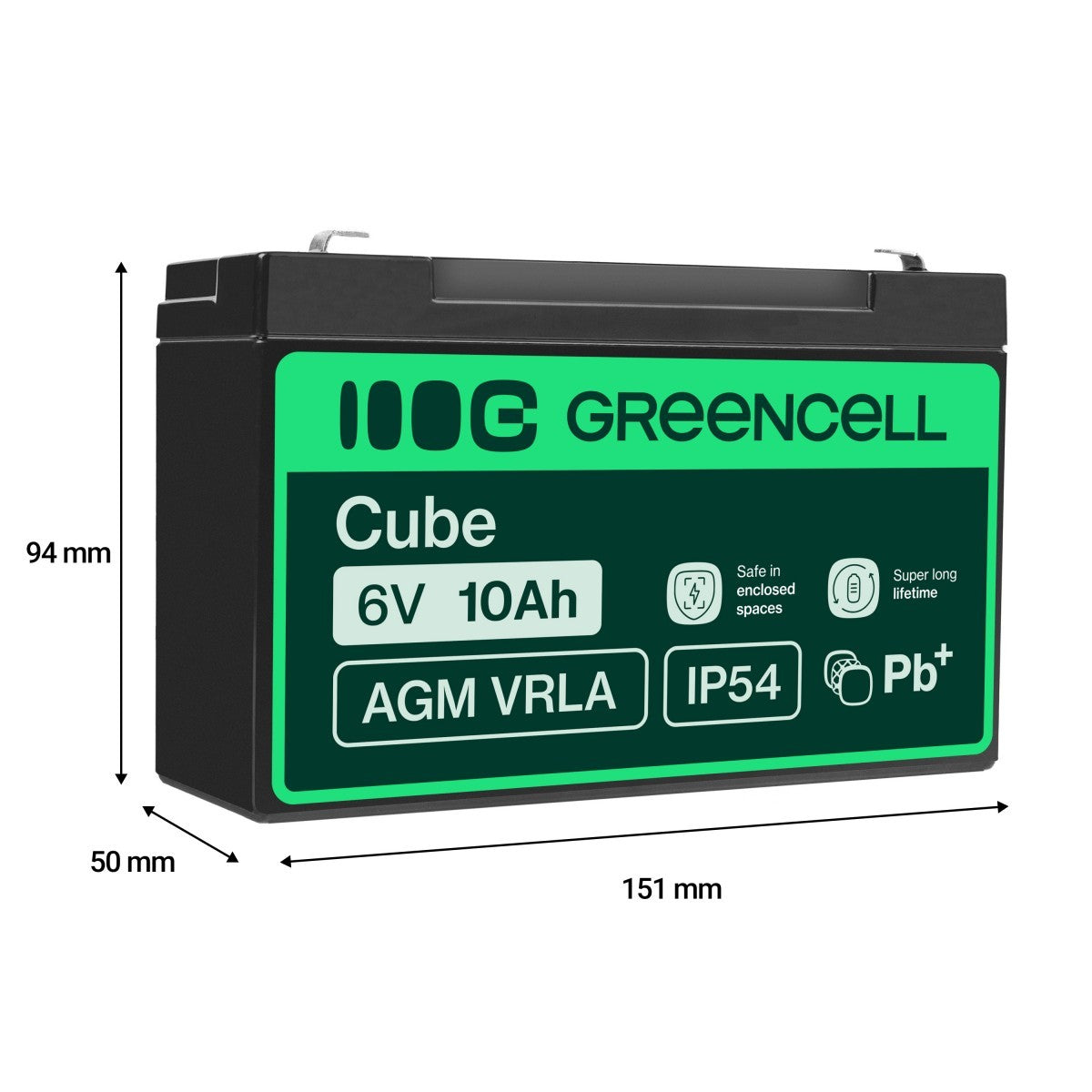 Green Cell AGM16 Batterie de l'onduleur Sealed Lead Acid (VRLA) 6 V 10 Ah