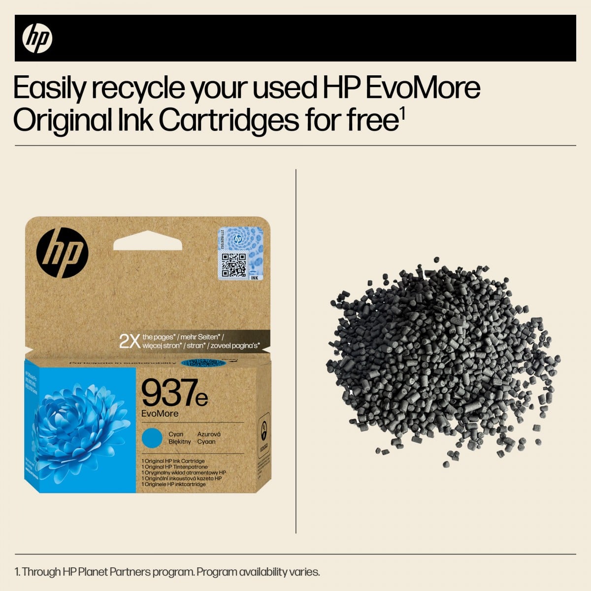 HP 937e EvoMore Cyan Original Ink Cartridge cartouche d'encre 1 piece(s) Rendement élevé (XL)