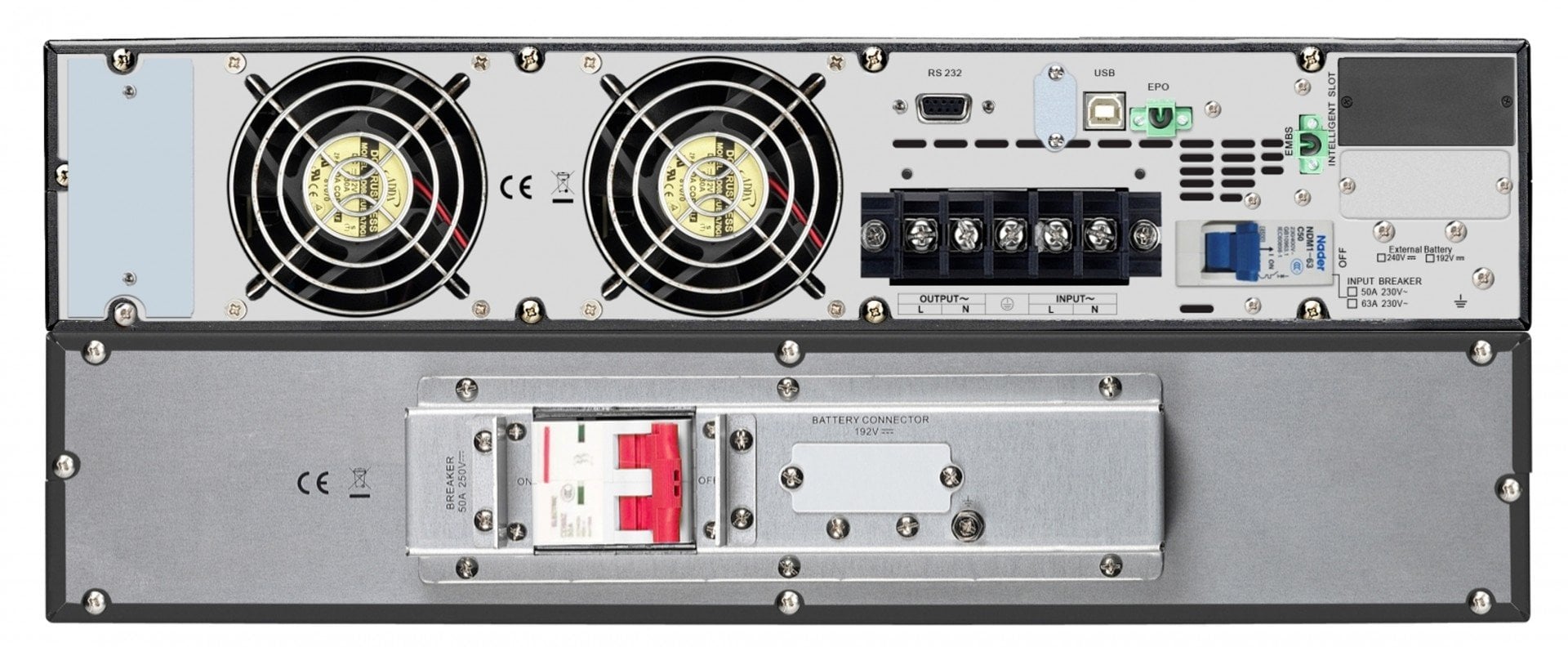 APC Easy UPS SRV UPS rack-mountable AC 230V 5000Watt 5000VA RS-232 USB output connectors 1 4U Black