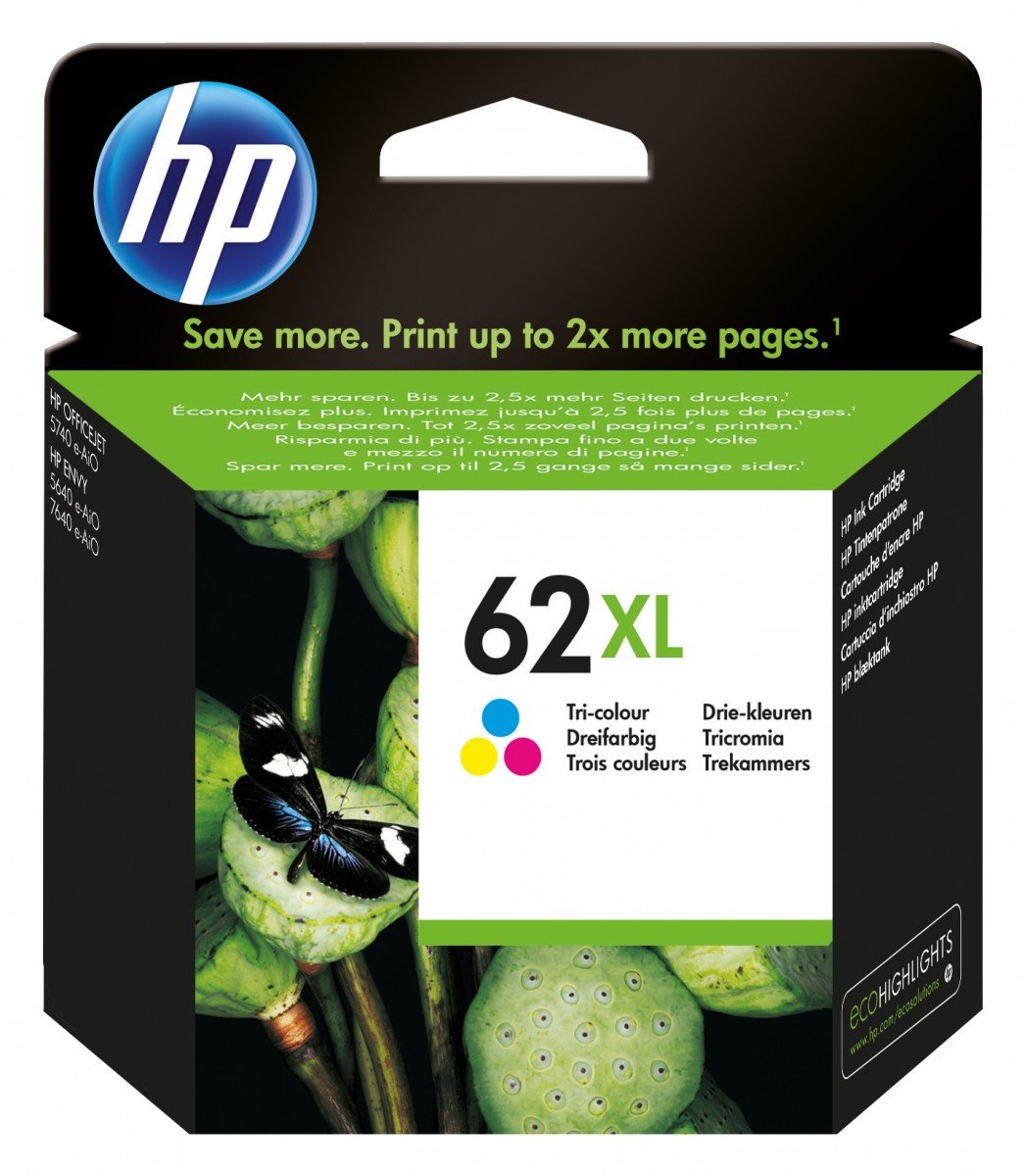 HP 62XL original Ink cartridge C2P07AE UUS tri-colour high capacity 1-pack