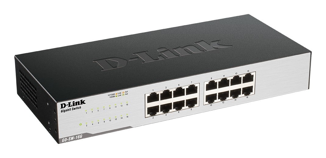 D-Link GO-SW-16G Non-géré L2 Gigabit Ethernet (10/100/1000) 1U Noir