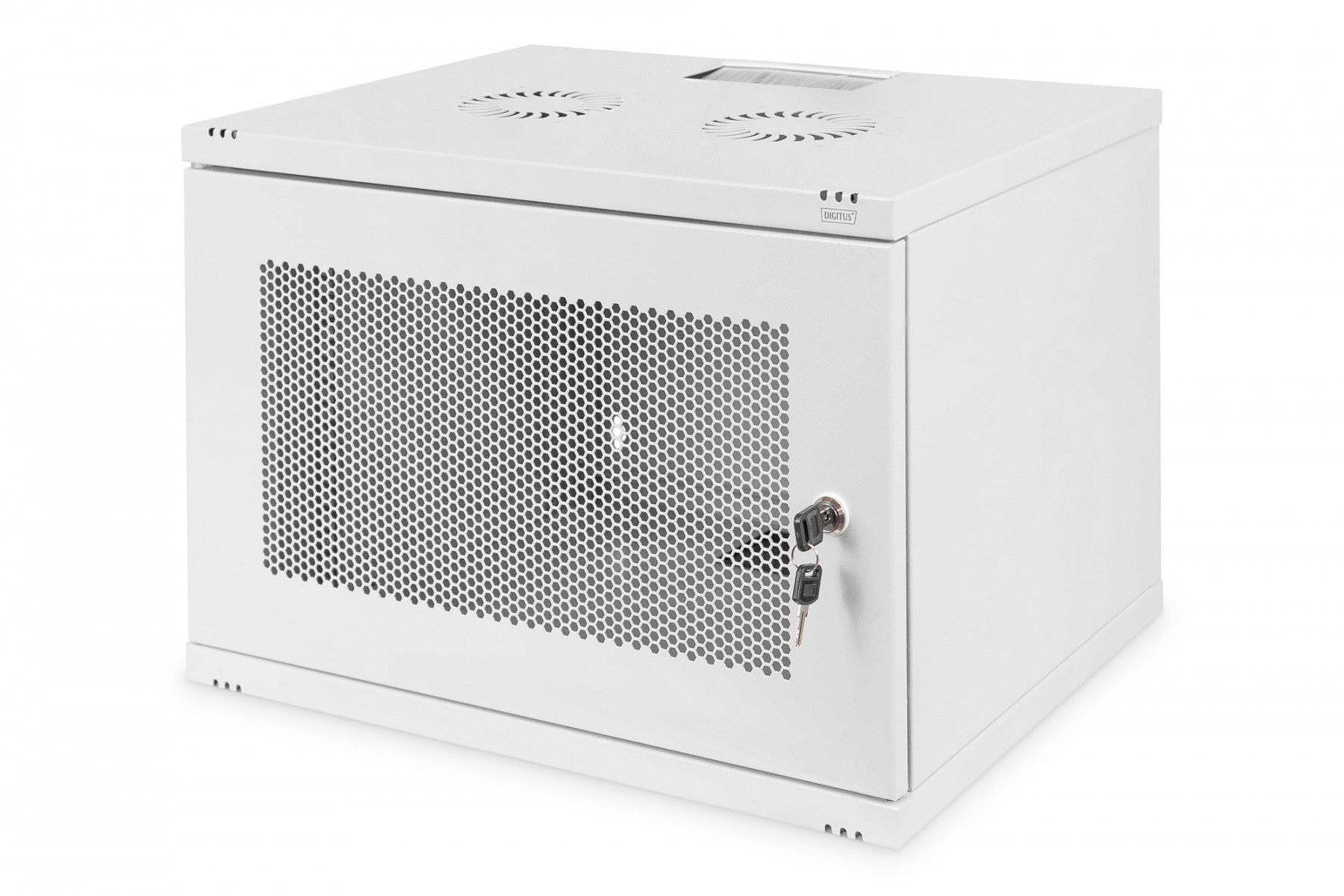 "Armoire réseau suspendue 19"" 7U rack 540x400, porte perforée, grise, non divisée, non assemblée, 60kg 370x540x400 mm, porte avant perforée, grise"
