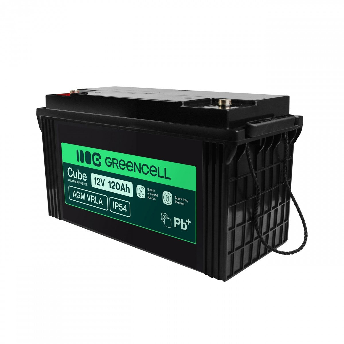 Green Cell AGM12V120AH-J AGM VRLA 12V 120Ah sans entretien Batterie pour bateaux, panneaux solaires (173x406x233mm)