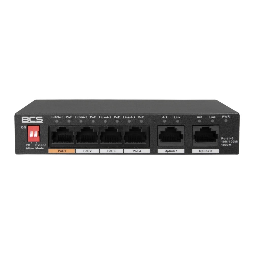 BCS BCS-L-SP04G02G(2) Commutateur PoE 4 ports exPoE 60W 1Gbps avec modes Standard/Étendre