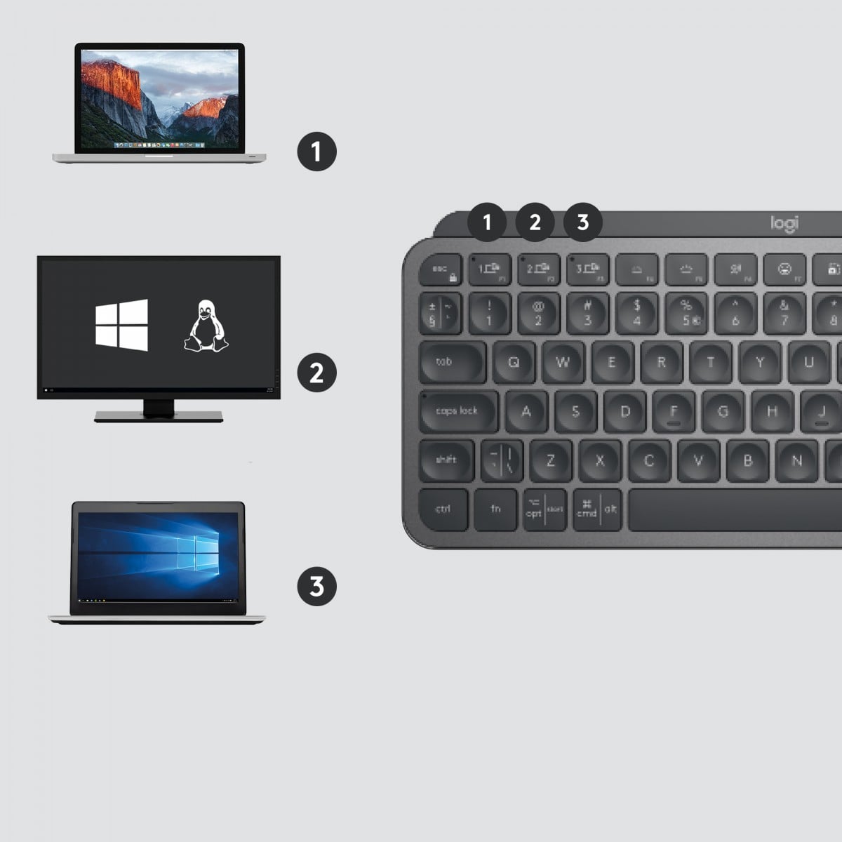 Logitech Master MX Keys Mini For Business clavier Bureau RF sans fil + Bluetooth QWERTY US International Graphite